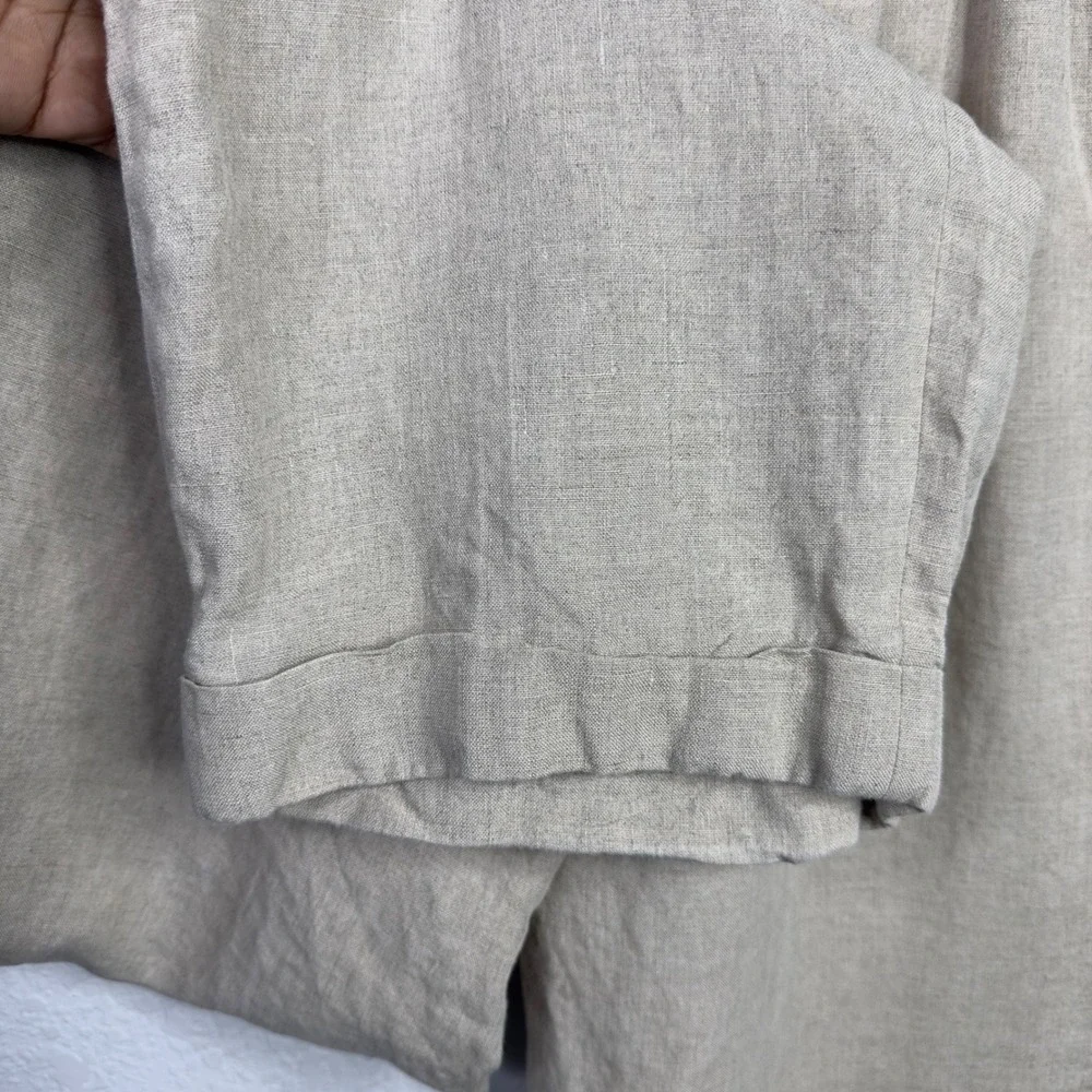 J. Hilburn Pants‎ Mens 38x32 Beige Linen Cuffed Trouser Vacation Minimalist